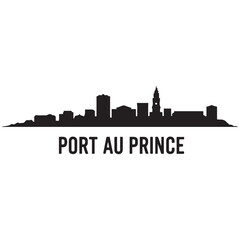 Fototapeta premium Port au Prince skyline silhouette. Vector illustration. Vector black silhouette. with white background