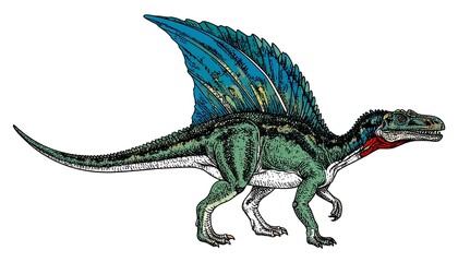 Detailed illustration of a prehistoric winged reptile.