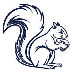 Stylized Squirrel Holding Nut Emblem animal rodent
