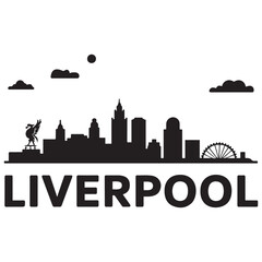 Fototapeta premium Liverpool skyline silhouette. Black Liverpool city. Vector black silhouette. with white background