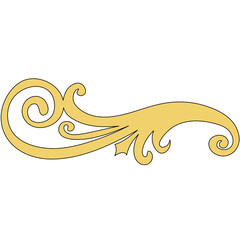 Elegant Decorative Swirl Design Element in Golden Yellow for Creative Graphic Design Projects
