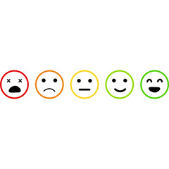 Feedback Icons From Negative to Positive Emotions, Expressing Satisfaction and Happiness with Smiley Faces