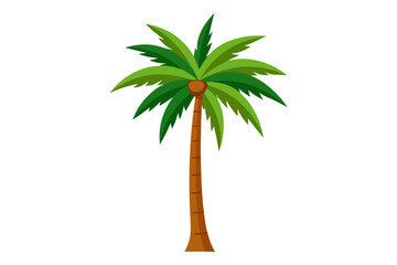 Obraz premium Vibrant palm tree with lush green fronds and sturdy brown trunk evokes tropical paradise and beach vacation dreams, perfect for summer themes and travel.