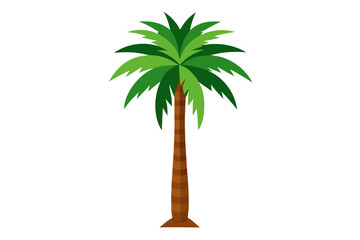 Obraz premium Vibrant green palm tree with textured brown trunk and lush canopy, perfect for tropical themes, travel, and summer designs seeking natural beauty and vacation vibes.