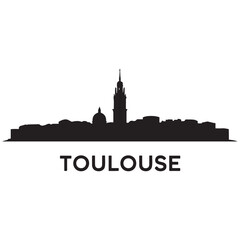 Obraz premium Toulouse skyline silhouette. Black Toulouse city. Vector black silhouette. with white background