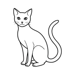 Cat with arched back and sharp eyes spooky halloween animal outline artwork Line Art Vector illustration