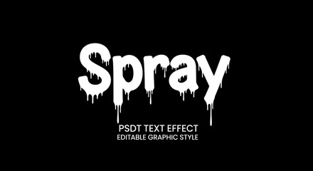 White spray paint text effect on black background