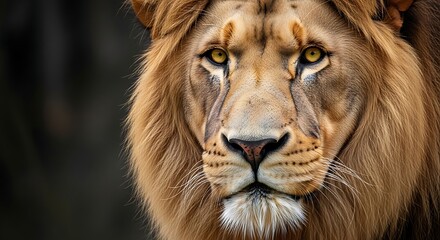 Majestic lion portrait with intense yellow eyes