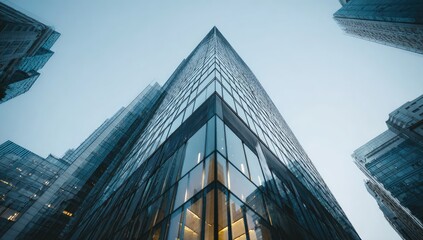 Naklejka premium Urban skyscraper, low angle