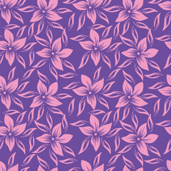 Elegant floral seamless pattern with purple flower
