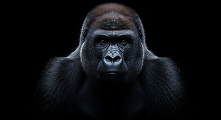 Obraz premium Majestic Gorilla Portrait with Intense Expression and Dark Background