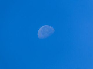 Waxing Gibbous Moon in a Clear Blue Sky