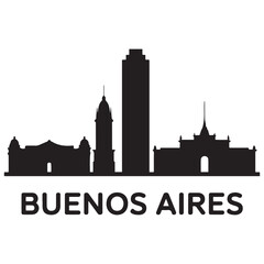 Obraz premium Vector Buenos Aires skyline. Travel Buenos Aires famous landmarks. Business and tourism concept for presentation, banner, web site. Vector black silhouette. with white background