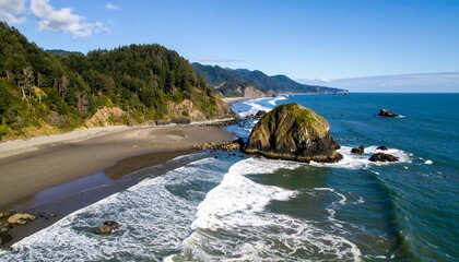 Coastal scenery with dramatic cliffs and waves