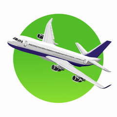 Fototapeta premium 3D style animation of a passenger airplane taking off into the sky, isolated with green screen background, high-quality editable motion