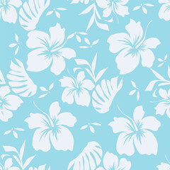 Seamless patter with blue flowers. Vector illustration. Fabric print