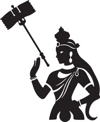 Goddess wielding sunshade silhouette holy figure