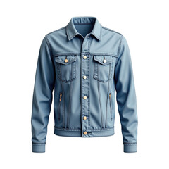 Light blue denim jacket on a black background.