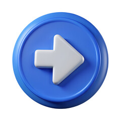 next button icon arrow isolated on white background in 3d plastic cartoon style