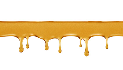 Golden viscous fluid cascades down with precision on a transparent layer element