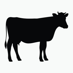 Cow Silhouette Vector Black Minimalist Farm Animal Icon Design