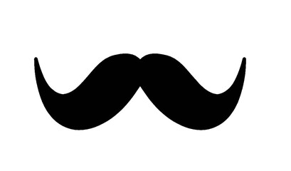 Illustration of black male moustache isolated on transparent background, movember, men's health awareness, Father's Day promotions or social media content about moustache culture