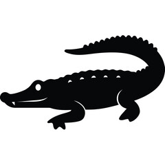 Obraz premium Crocodile Silhouette Black Vector Wild Animal Outline Clipart