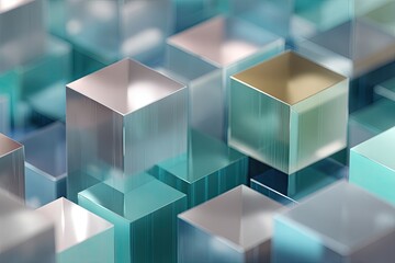 Abstract geometric pattern of translucent cubes (1)