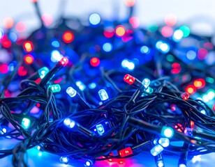 Colorful string lights bokeh