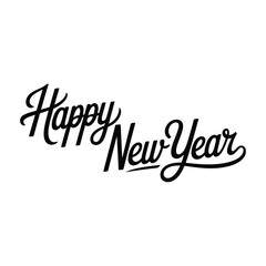 Black decorative vector lettering of happy new year typography