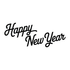 Black decorative vector lettering of happy new year typography