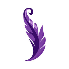 Obraz premium Elegant purple feather with a graceful curl at the top, symbolizing lightness, freedom, and creativity with a modern design.
