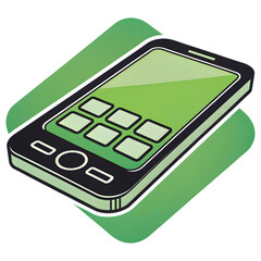 Flat smartphone icon green black modern design isolated on a transparent background technology png file 