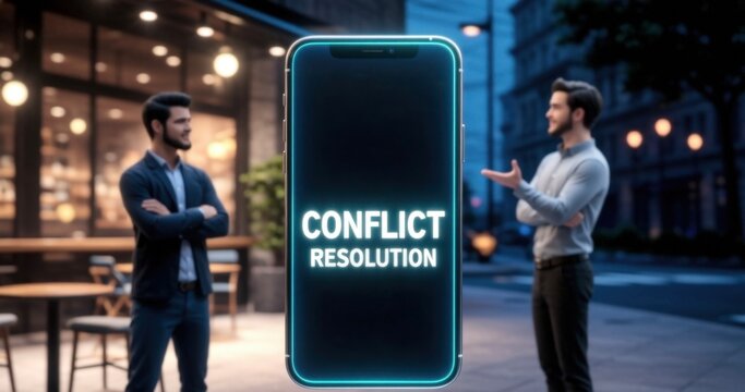 Modern smartphone with text conflict resolution 
