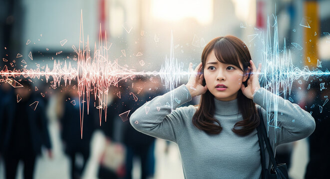 発達障害（ADHD・ASD）：人混みでのパニック・聴覚過敏のイメージ
