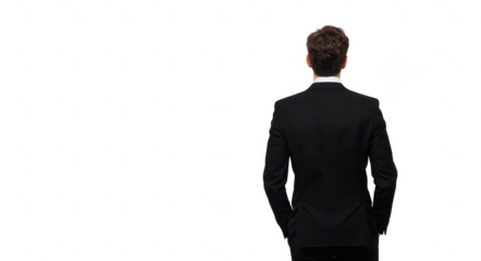a businessman in a black suit from behind, jpeg, png, transparent