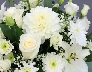 Close-up of a white floral arrangement