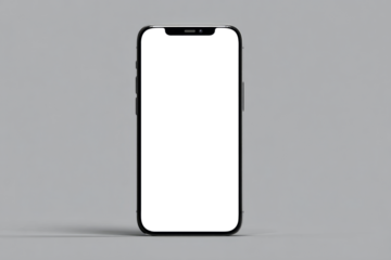 A phone is sitting on a grey surface. PNG transparency.
