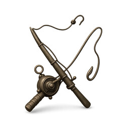 Fishing rod icon 3d render concept of fishing hook, fisherman summer vacation fishing hook icon vector illustration