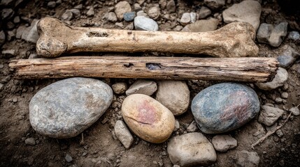 Bones and Stones Still Life