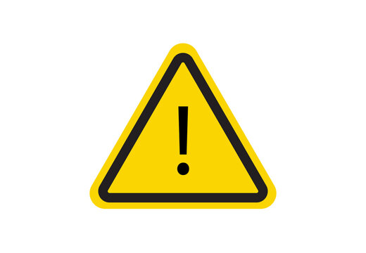 Yellow triangular warning sign with exclamation mark for alert, danger, attention, or caution. Perfect for safety and hazard indications