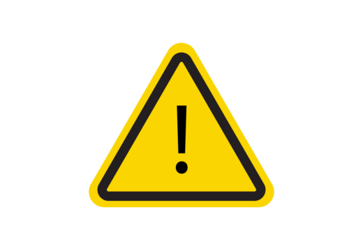 Yellow triangular warning sign with exclamation mark for alert, danger, attention, or caution. Perfect for safety and hazard indications