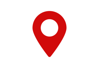 Red map location pin with hollow circle center. Suitable for GPS, route planning, and digital maps