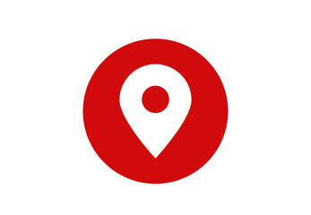 Minimal red map location pin with small circular center. Great for navigation apps, route maps, and destination markers