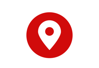 Minimal red map location pin with small circular center. Great for navigation apps, route maps, and destination markers