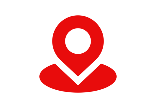 Red location marker with a circular base platform. Suitable for GPS navigation, delivery apps, and route indicators