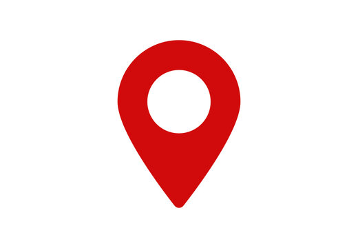 Red map location pin with hollow circle center. Suitable for GPS, route planning, and digital maps