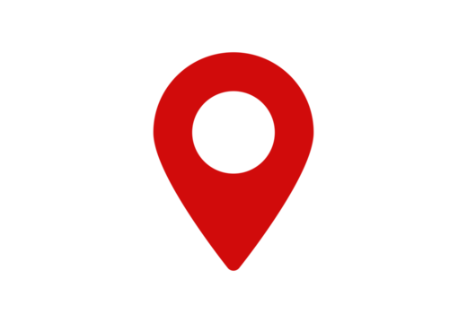 Red map location pin with hollow circle center. Suitable for GPS, route planning, and digital maps