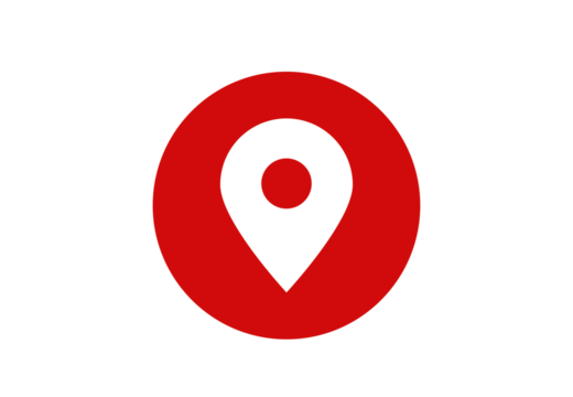 Minimal red map location pin with small circular center. Great for navigation apps, route maps, and destination markers
