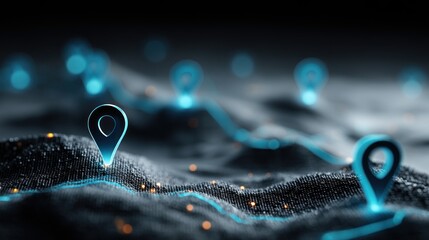 A digital map landscape with glowing location markers highlights the concept of global navigation.